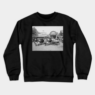 Goat Carriages at Coney Island, 1910. Vintage Photo Crewneck Sweatshirt